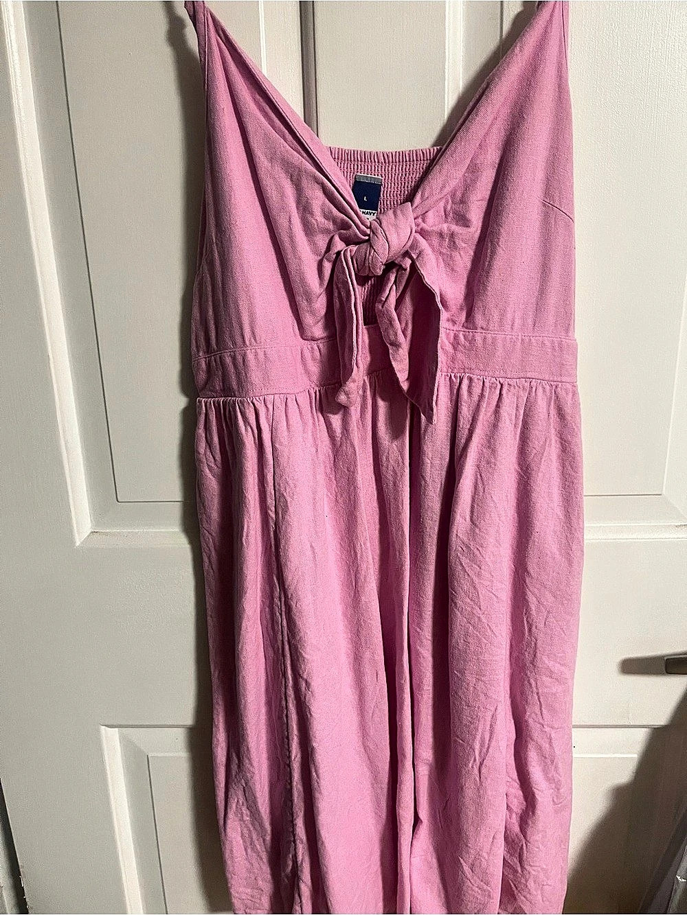 Old Navy Fit & Flare Tie-Front Cami Midi Dress Pink Large